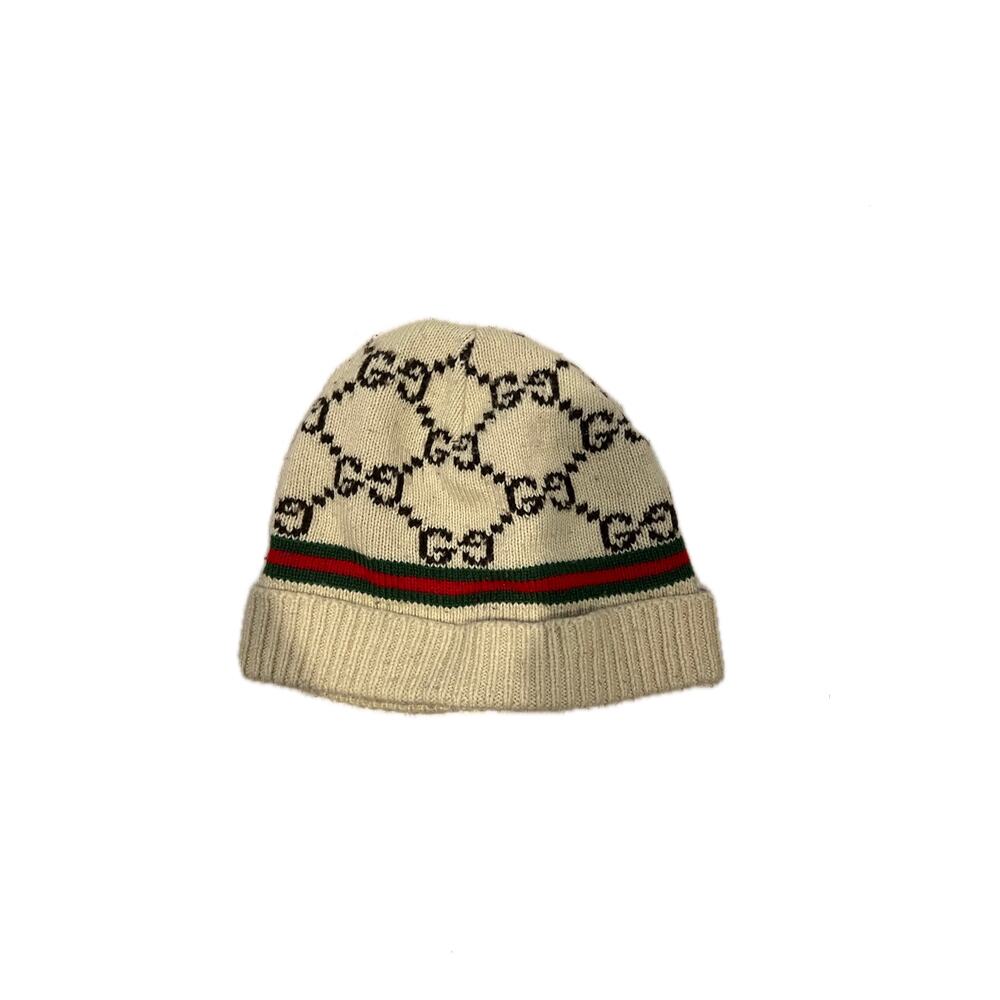 Beige Green Red Acrylic Skater Beanie